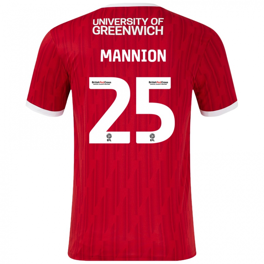 ילדים Will Mannion #25 אדום לבן ג'רזי ביתית 2024/25 חולצה קצרה