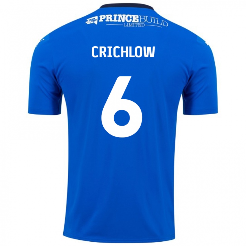 ילדים Romoney Crichlow #6 כחול לבן ג'רזי ביתית 2024/25 חולצה קצרה