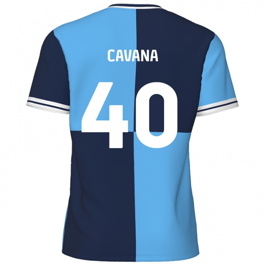 ילדים Max Cavana #40 כחול שמיים כחול כהה ג'רזי ביתית 2024/25 חולצה קצרה