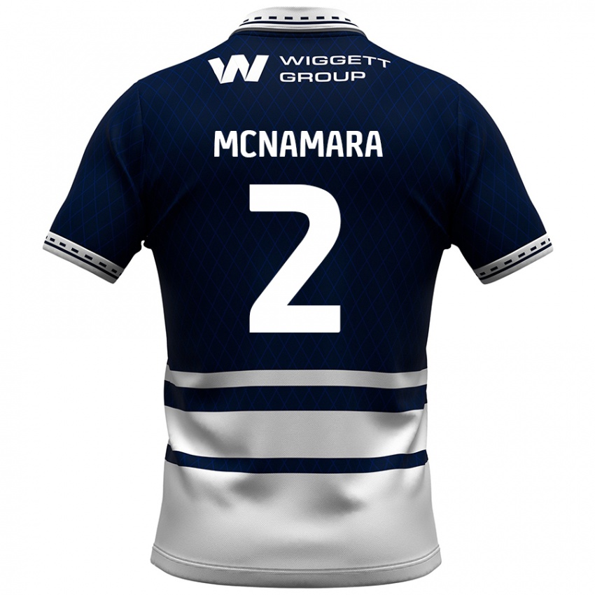 ילדים Danny Mcnamara #2 כחול נייבי לבן ג'רזי ביתית 2024/25 חולצה קצרה