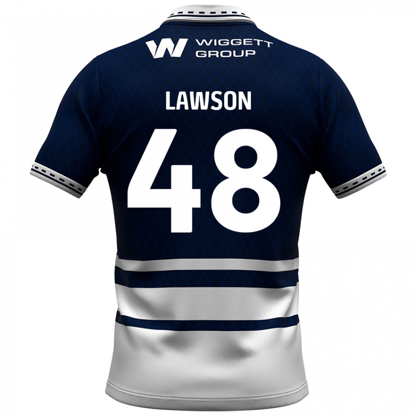 ילדים Sha'mar Lawson #48 כחול נייבי לבן ג'רזי ביתית 2024/25 חולצה קצרה