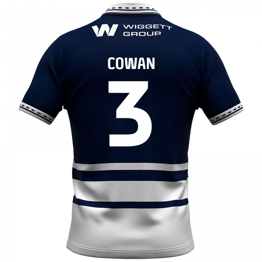 ילדים Leanne Cowan #3 כחול נייבי לבן ג'רזי ביתית 2024/25 חולצה קצרה