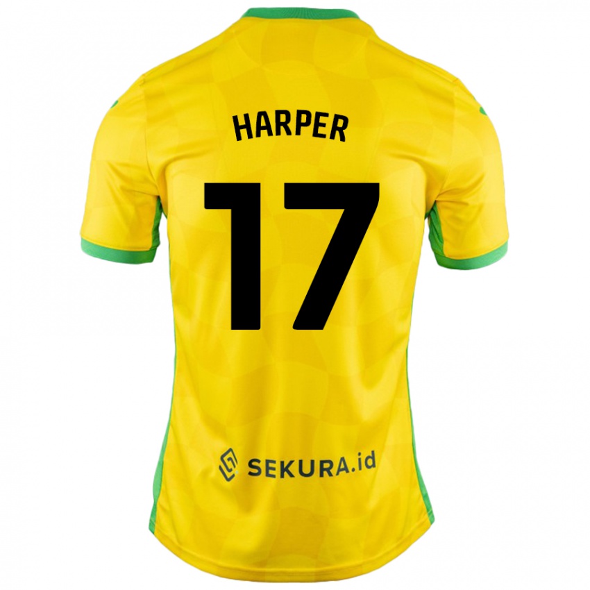 ילדים Jess Harper #17 צהוב ירוק ג'רזי ביתית 2024/25 חולצה קצרה