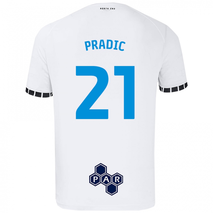 ילדים James Pradic #21 לָבָן ג'רזי ביתית 2024/25 חולצה קצרה