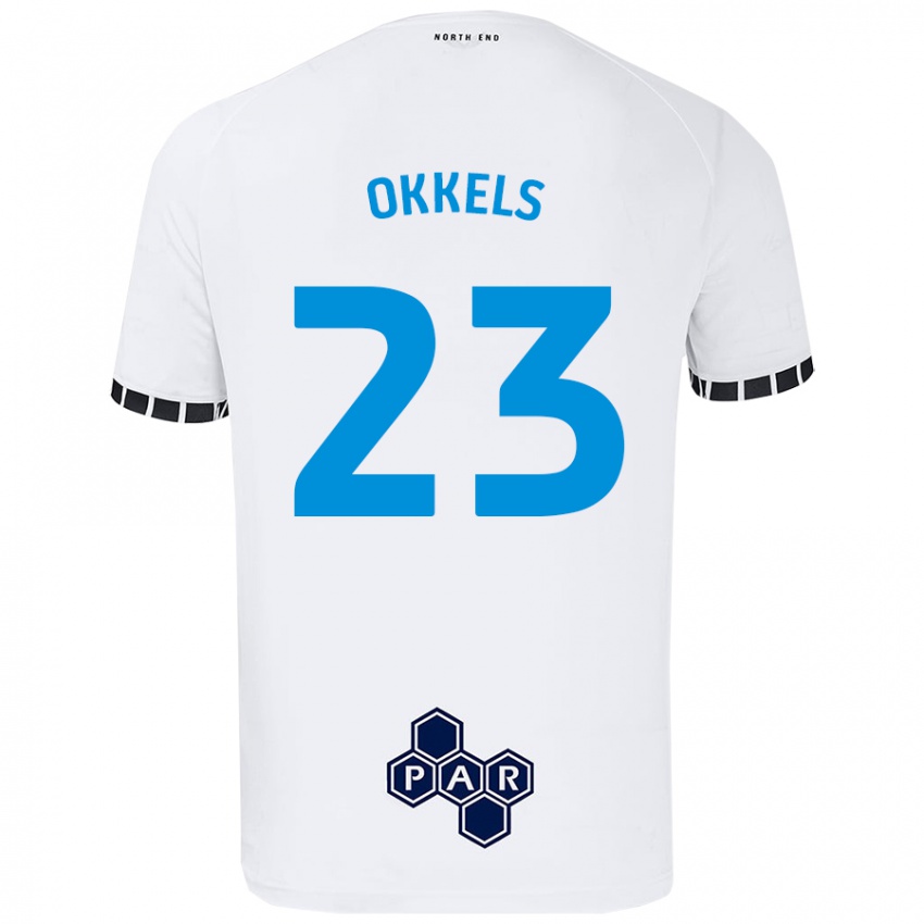 ילדים Jeppe Okkels #23 לָבָן ג'רזי ביתית 2024/25 חולצה קצרה