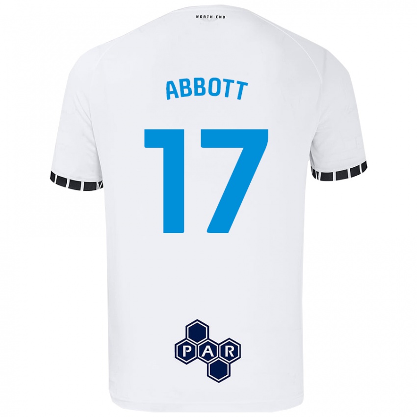 ילדים Becky Abbott #17 לָבָן ג'רזי ביתית 2024/25 חולצה קצרה