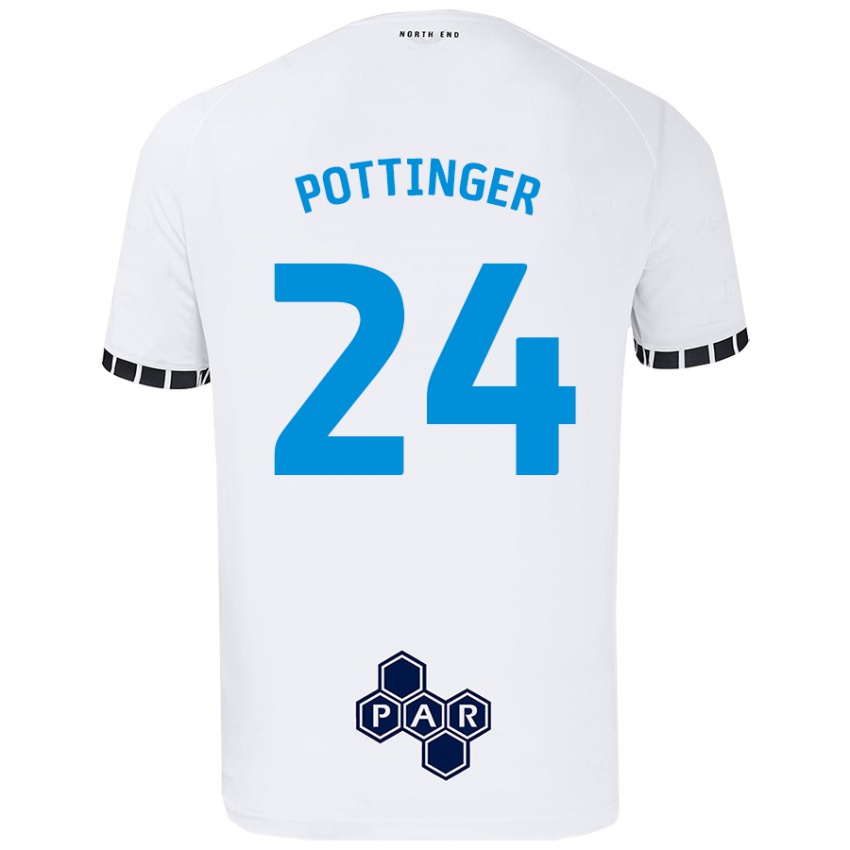 ילדים Kaya Pottinger #24 לָבָן ג'רזי ביתית 2024/25 חולצה קצרה