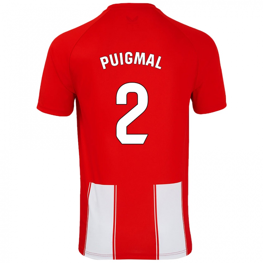 ילדים Arnau Puigmal #2 אדום לבן ג'רזי ביתית 2024/25 חולצה קצרה