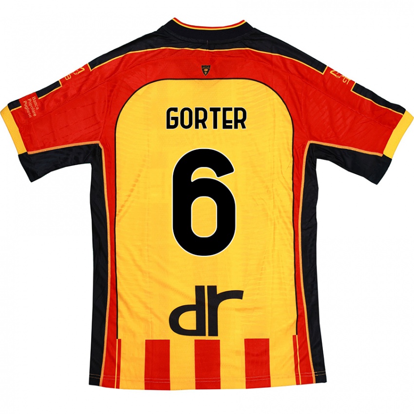 ילדים Olaf Gorter #6 צהוב אדום ג'רזי ביתית 2024/25 חולצה קצרה