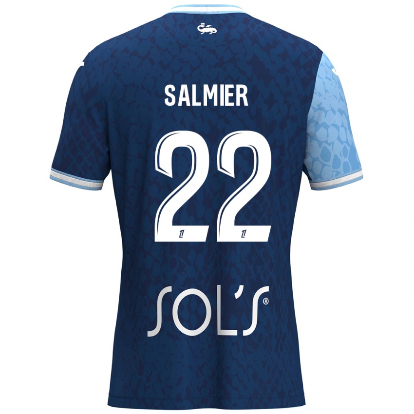 ילדים Yoann Salmier #22 כחול שמיים כחול כהה ג'רזי ביתית 2024/25 חולצה קצרה