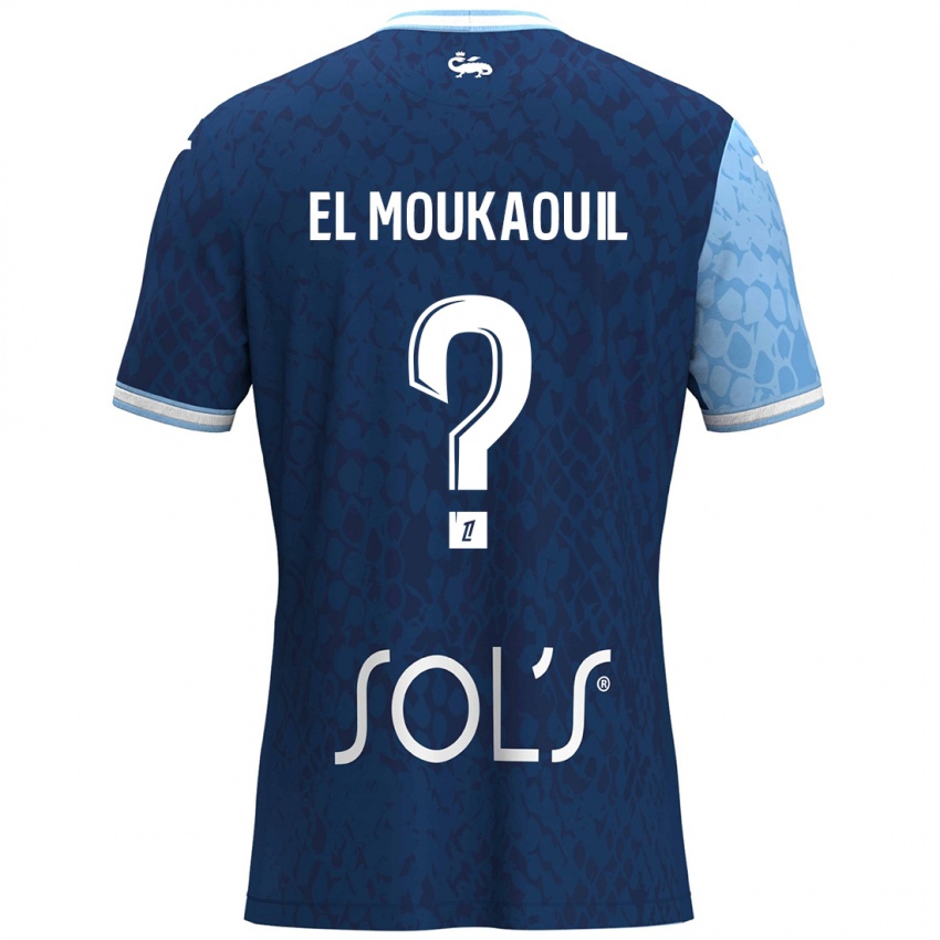 ילדים Mohamed El Moukaouil #0 כחול שמיים כחול כהה ג'רזי ביתית 2024/25 חולצה קצרה