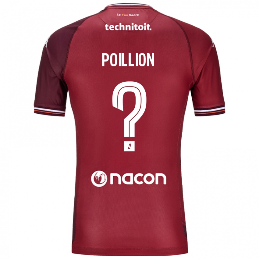 ילדים Noé Poillion #0 גרנאטה אדומה ג'רזי ביתית 2024/25 חולצה קצרה