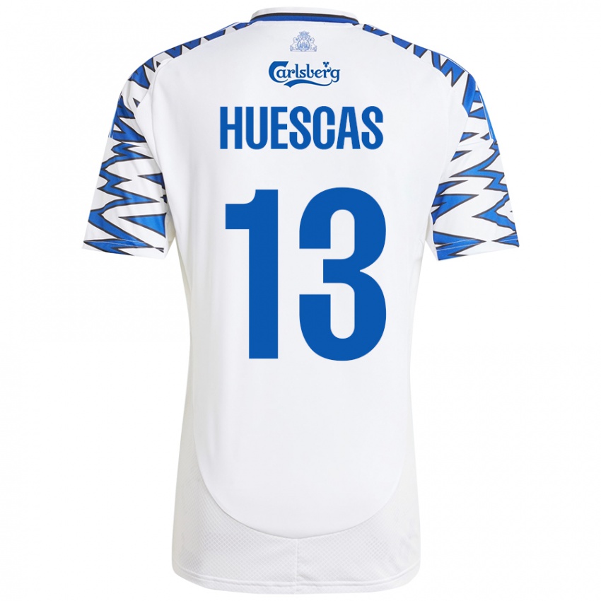 ילדים Rodrigo Huescas #13 לבן כחול שמיים ג'רזי ביתית 2024/25 חולצה קצרה