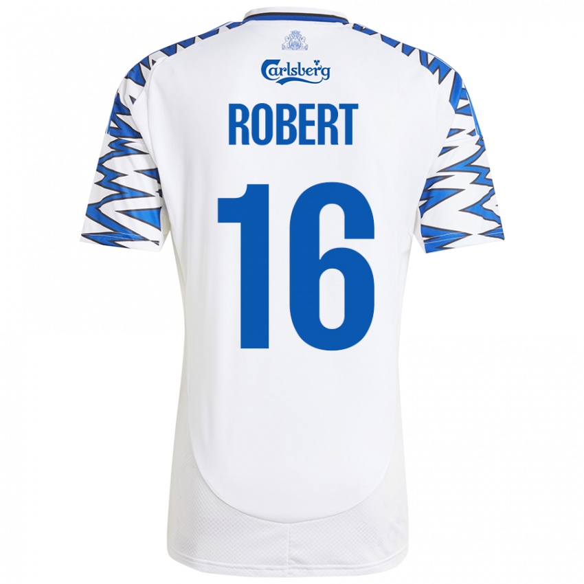 ילדים Robert #16 לבן כחול שמיים ג'רזי ביתית 2024/25 חולצה קצרה