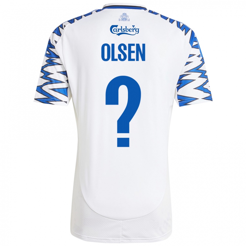 ילדים Gunnar Olsen #0 לבן כחול שמיים ג'רזי ביתית 2024/25 חולצה קצרה