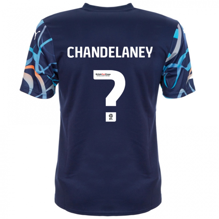 ילדים Yulan Chandelaney #0 כָּחוֹל כֵּהֶה הרחק ג'רזי 2024/25 חולצה קצרה