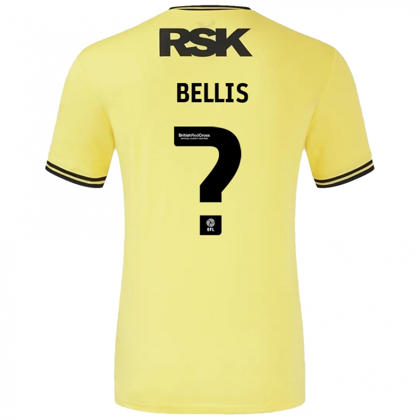 ילדים Reece Bellis #0 צהוב שחור הרחק ג'רזי 2024/25 חולצה קצרה