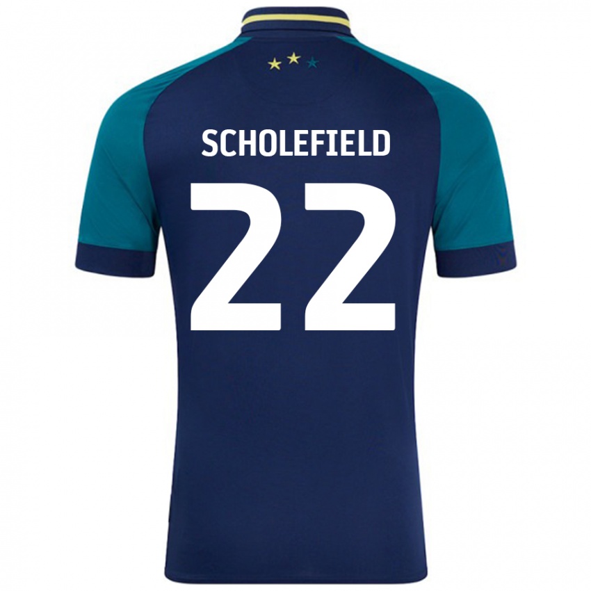 ילדים Lois Scholefield #22 נייבי ירוק כהה הרחק ג'רזי 2024/25 חולצה קצרה