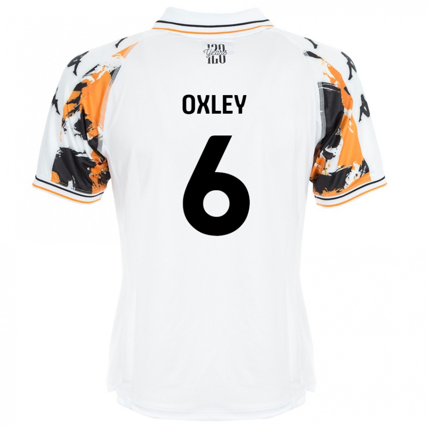 ילדים Tilly Oxley #6 לָבָן הרחק ג'רזי 2024/25 חולצה קצרה