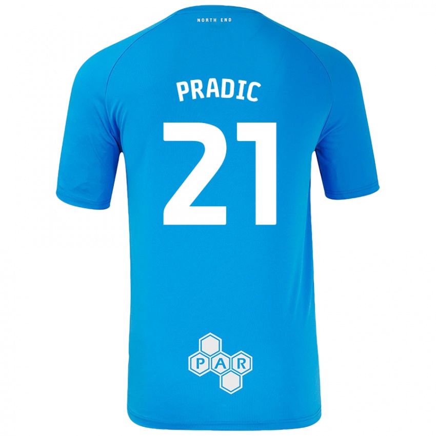 ילדים James Pradic #21 כחול שמיים הרחק ג'רזי 2024/25 חולצה קצרה