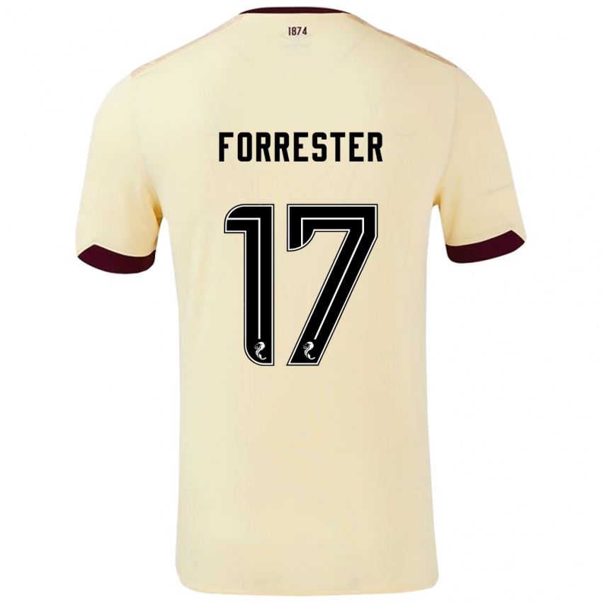 ילדים Adam Forrester #17 קרם בורדו הרחק ג'רזי 2024/25 חולצה קצרה