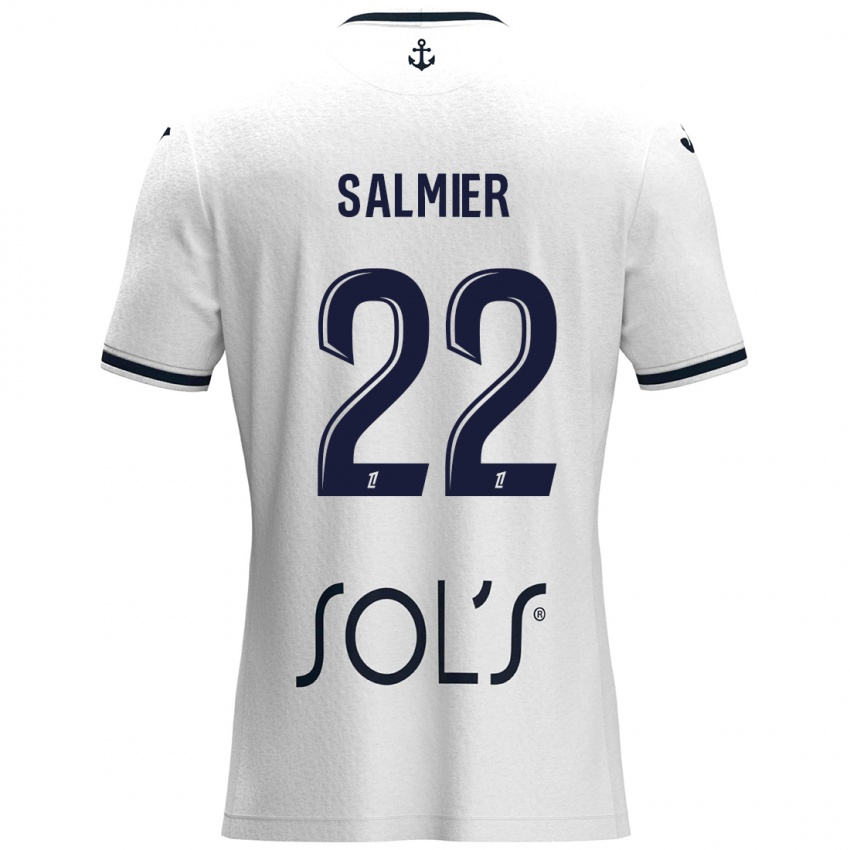 ילדים Yoann Salmier #22 לבן כחול כהה הרחק ג'רזי 2024/25 חולצה קצרה