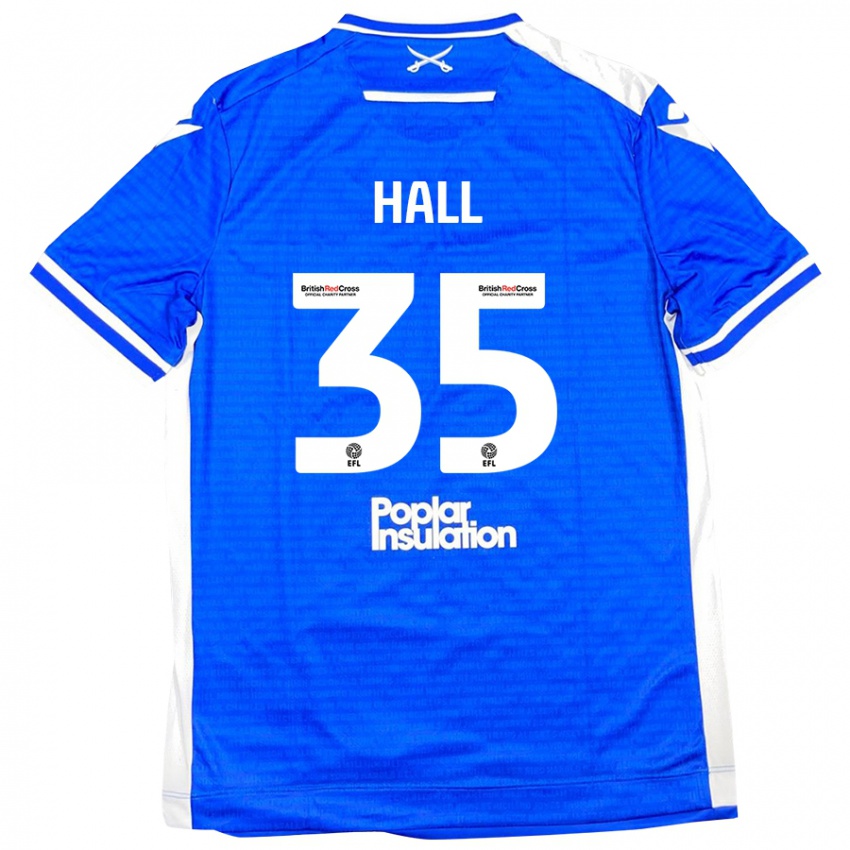 גברים Matt Hall #35 כחול לבן ג'רזי ביתית 2024/25 חולצה קצרה