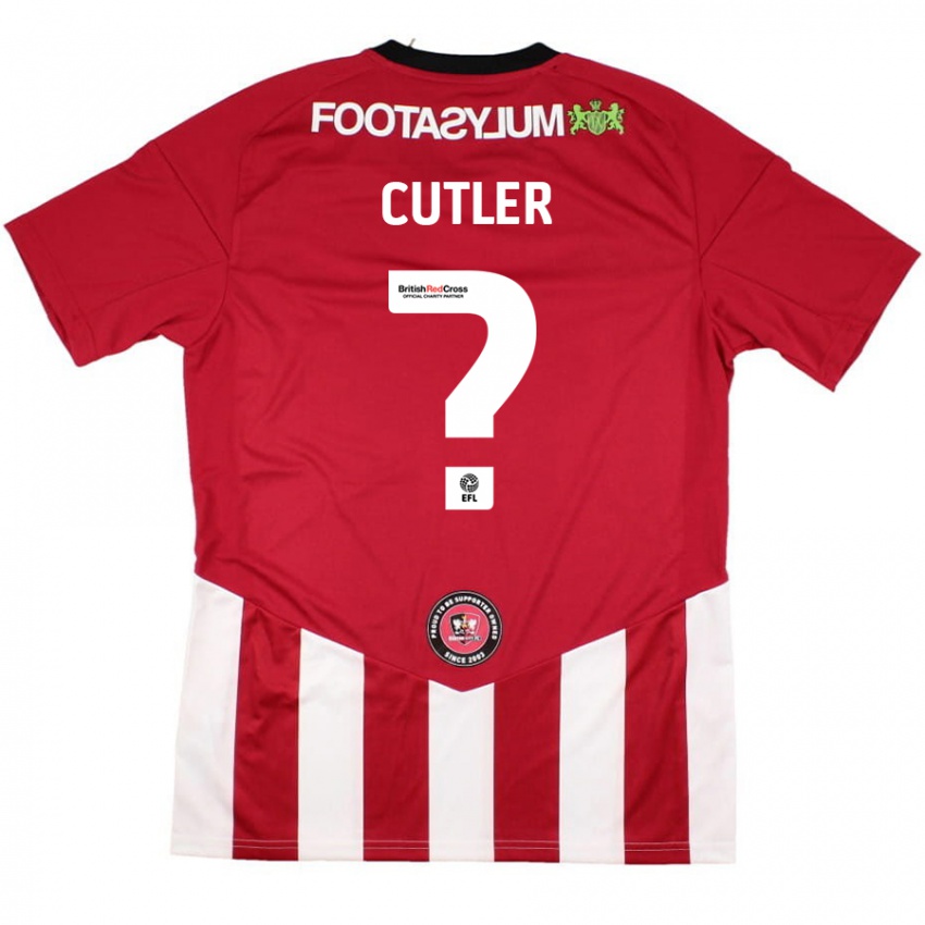 גברים Theo Cutler #0 אדום לבן ג'רזי ביתית 2024/25 חולצה קצרה