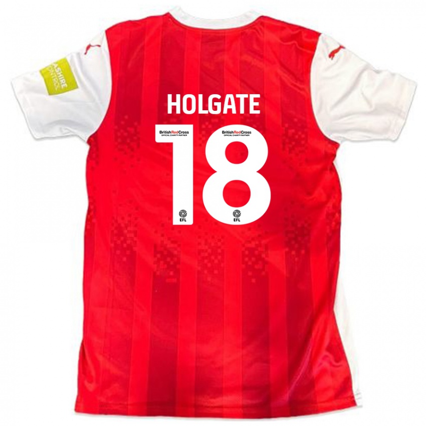 גברים Harrison Holgate #18 אדום לבן ג'רזי ביתית 2024/25 חולצה קצרה