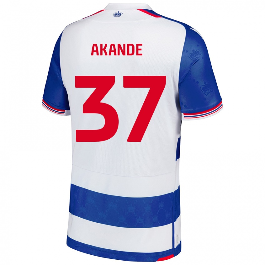 גברים Adrian Akande #37 כחול לבן ג'רזי ביתית 2024/25 חולצה קצרה