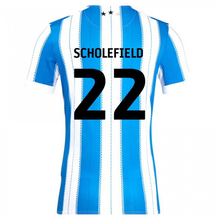 גברים Lois Scholefield #22 כחול לבן ג'רזי ביתית 2024/25 חולצה קצרה