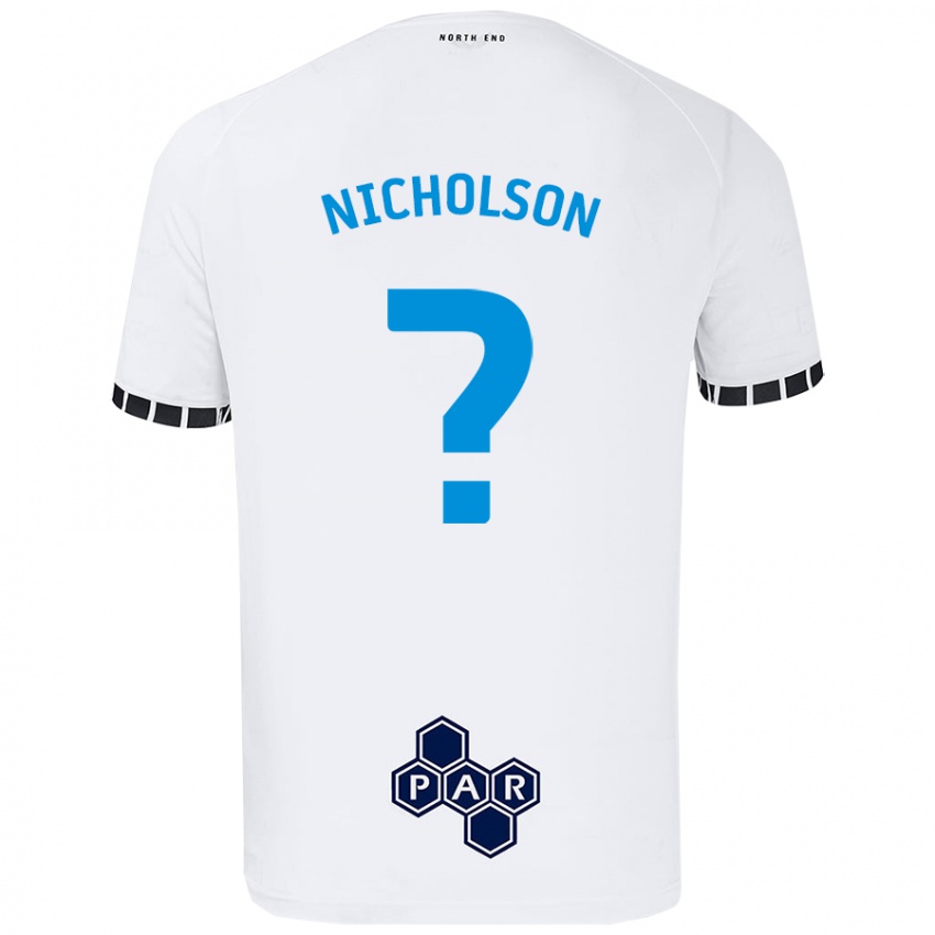 גברים Joseph Nicholson #0 לָבָן ג'רזי ביתית 2024/25 חולצה קצרה