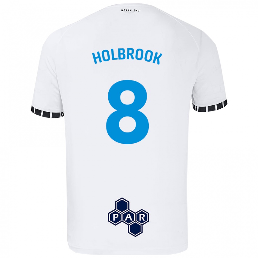 גברים Jess Holbrook #8 לָבָן ג'רזי ביתית 2024/25 חולצה קצרה