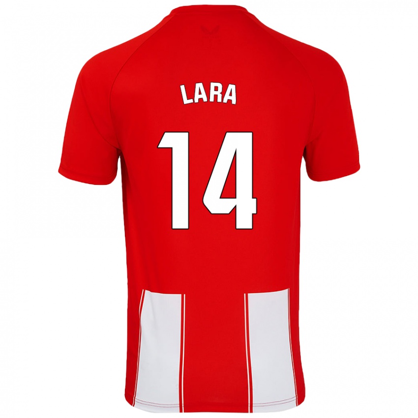 גברים Luis Lara #14 אדום לבן ג'רזי ביתית 2024/25 חולצה קצרה