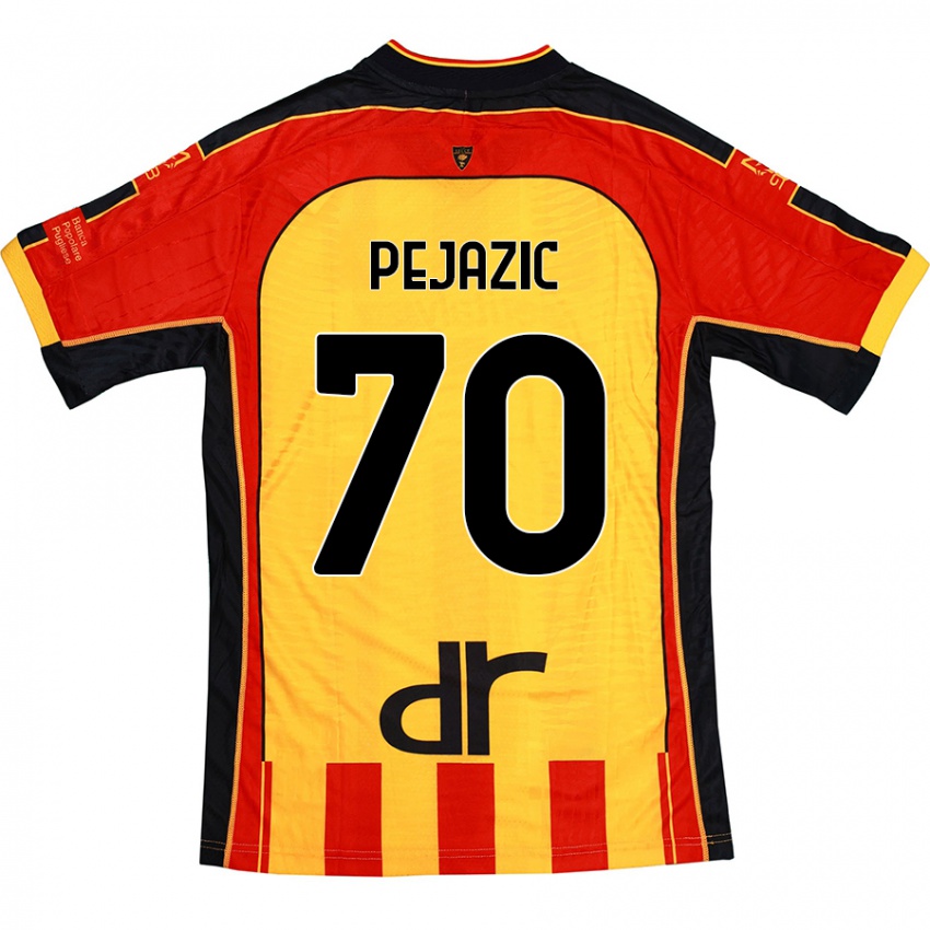 גברים Mario Pejazic #70 צהוב אדום ג'רזי ביתית 2024/25 חולצה קצרה