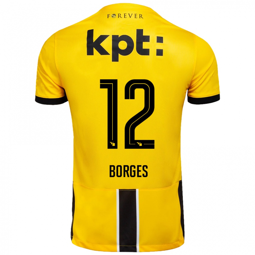 גברים David Borges #12 צהוב שחור ג'רזי ביתית 2024/25 חולצה קצרה