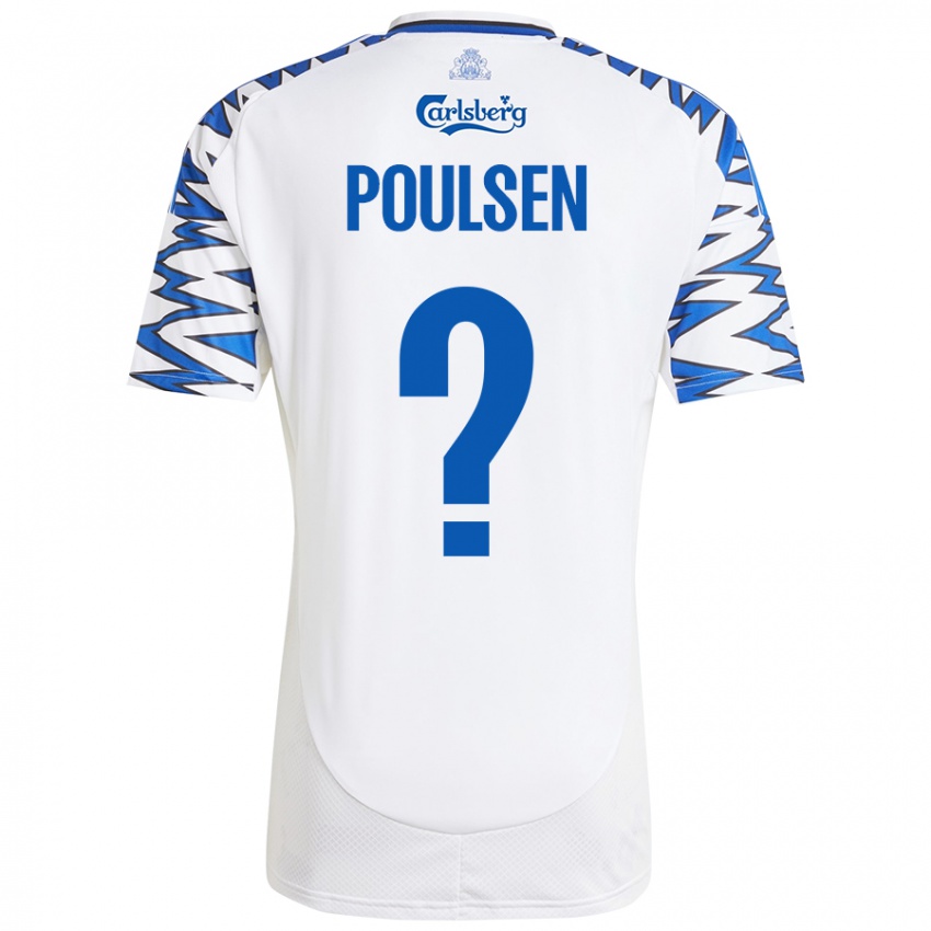 גברים Xander Poulsen #0 לבן כחול שמיים ג'רזי ביתית 2024/25 חולצה קצרה