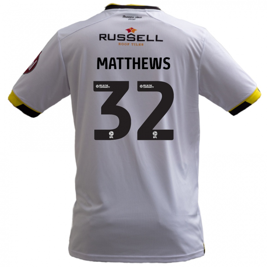 גברים Daniel Matthews #32 לָבָן הרחק ג'רזי 2024/25 חולצה קצרה