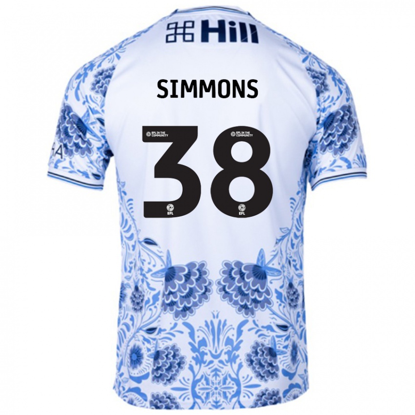 גברים Bella Simmons #38 כחול לבן הרחק ג'רזי 2024/25 חולצה קצרה