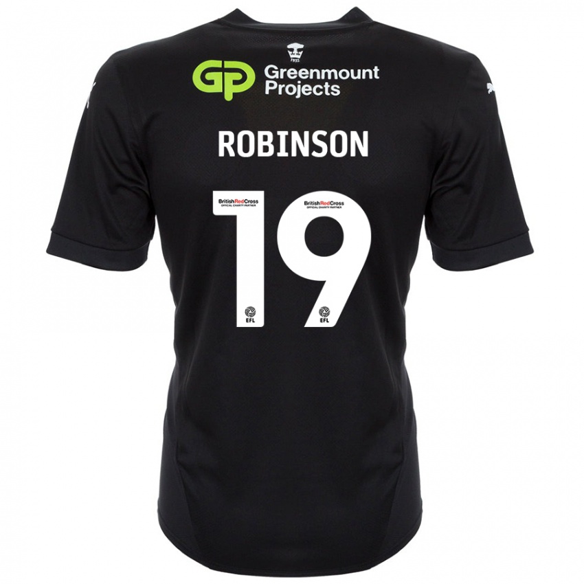 גברים Luke Robinson #19 שָׁחוֹר הרחק ג'רזי 2024/25 חולצה קצרה