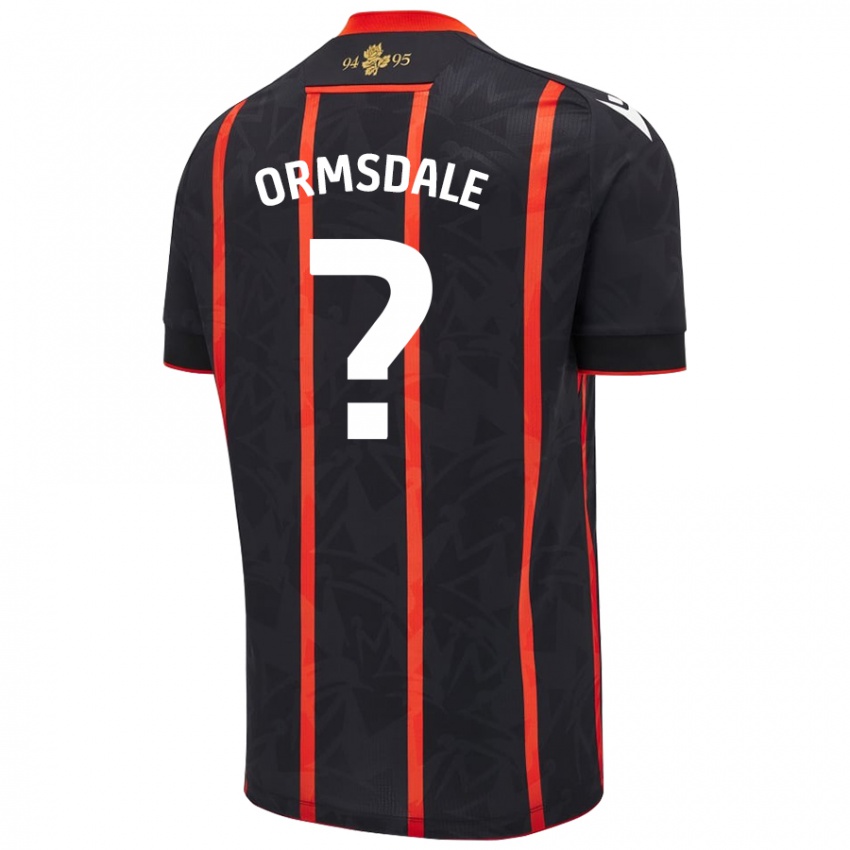 גברים Brandon Ormsdale #0 שחור אדום הרחק ג'רזי 2024/25 חולצה קצרה