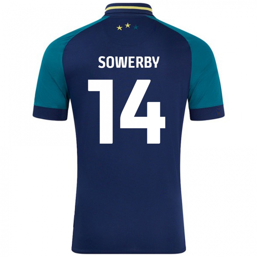 גברים Lucy Sowerby #14 נייבי ירוק כהה הרחק ג'רזי 2024/25 חולצה קצרה