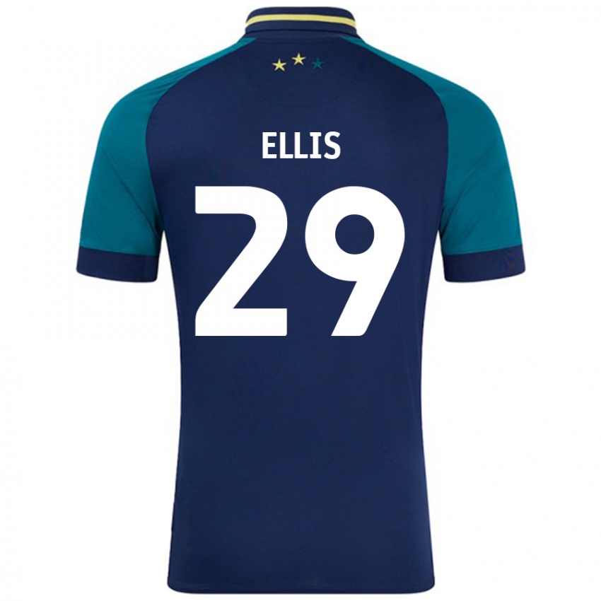 גברים Molly Ellis #29 נייבי ירוק כהה הרחק ג'רזי 2024/25 חולצה קצרה