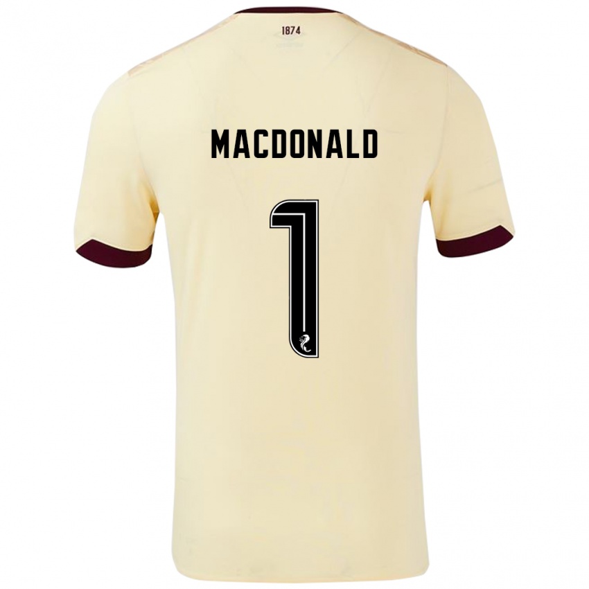 גברים Jamie Macdonald #1 קרם בורדו הרחק ג'רזי 2024/25 חולצה קצרה