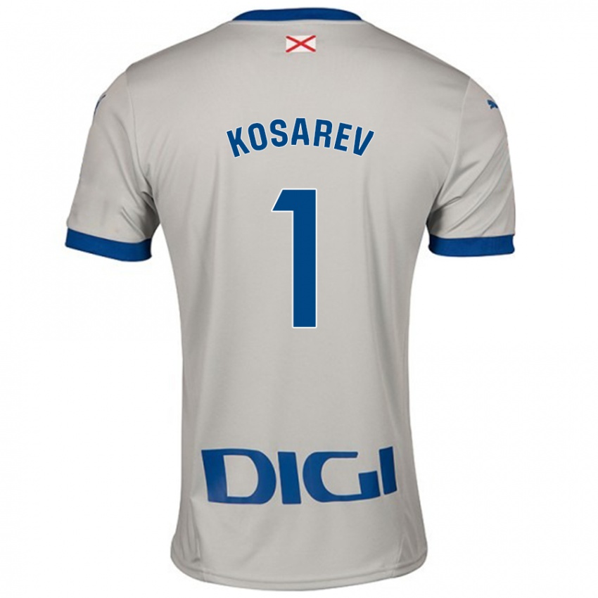 גברים Oleksandr Kosarev #1 אפור בהיר הרחק ג'רזי 2024/25 חולצה קצרה