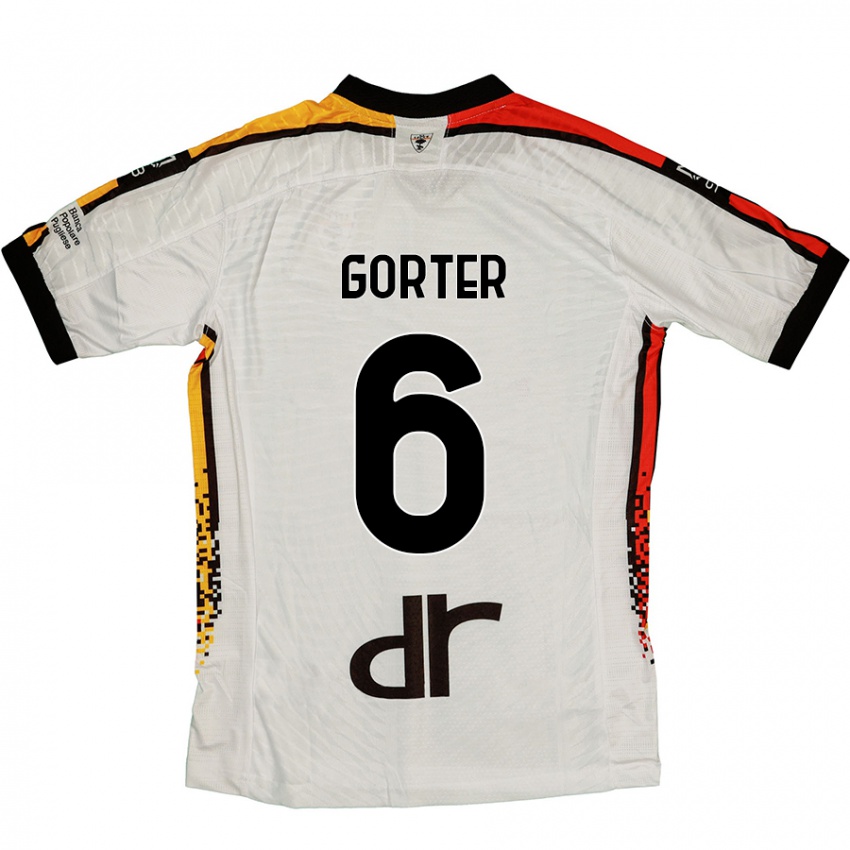 גברים Olaf Gorter #6 לבן שחור הרחק ג'רזי 2024/25 חולצה קצרה