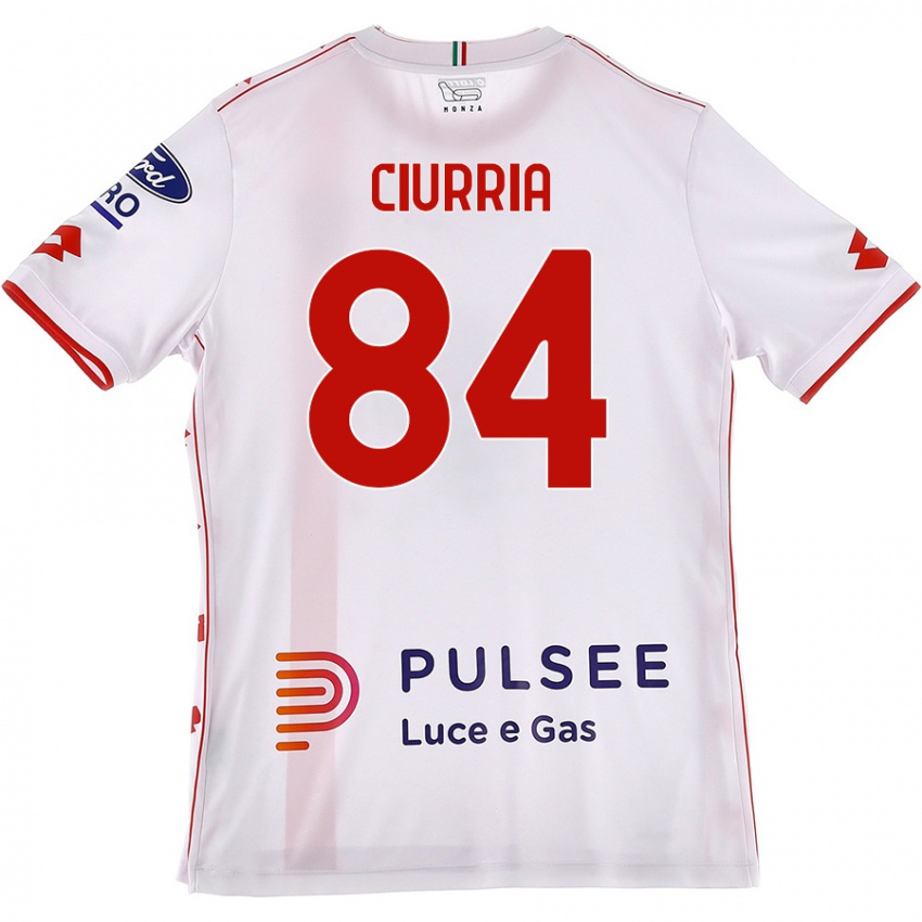 גברים Patrick Ciurria #84 לבן אדום הרחק ג'רזי 2024/25 חולצה קצרה