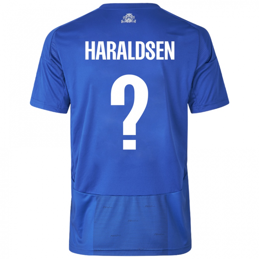 גברים Henrik Haraldsen #0 כחול לבן הרחק ג'רזי 2024/25 חולצה קצרה