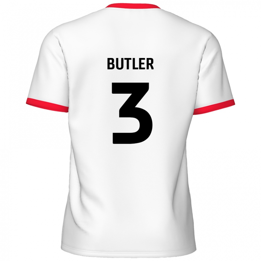 נשים Dan Butler #3 לבן אדום ג'רזי ביתית 2024/25 חולצה קצרה