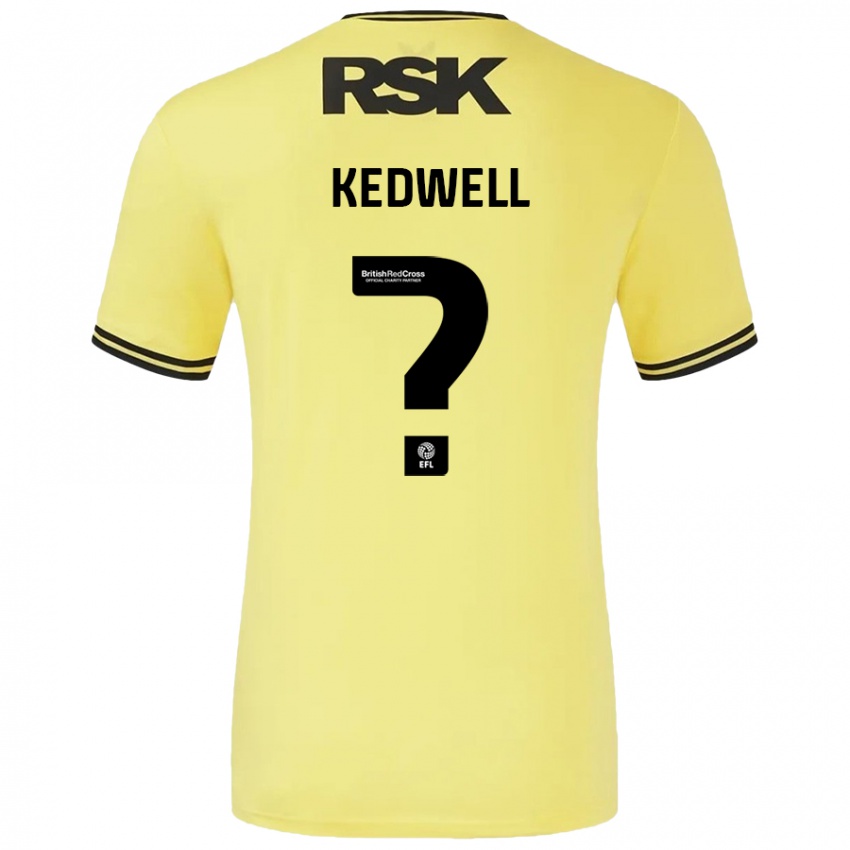 נשים Harvey Kedwell #0 צהוב שחור הרחק ג'רזי 2024/25 חולצה קצרה